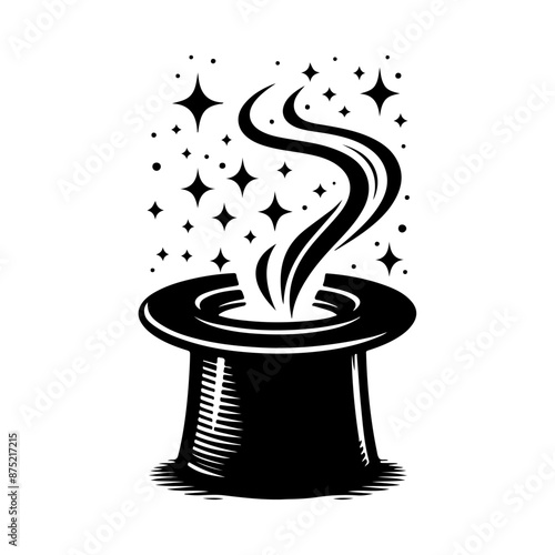 Magician hat icon silhouettes set, Magic hat silhouette illustration