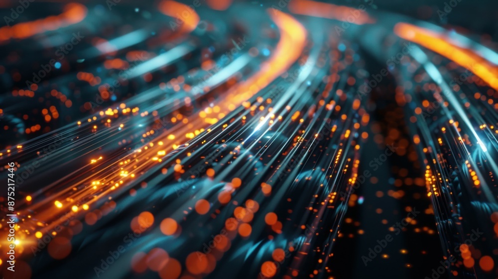 abstraction of data transmission using fiber optic cable in section. abstraction of data transmission using fiber optic cable in section.
