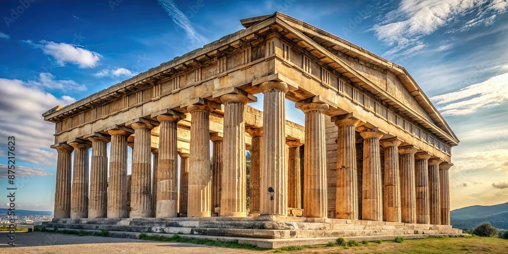 Fototapeta premium of an ancient Greek temple, ancient, Greek, architecture, temple, historical, ruins, columns, marble, classical