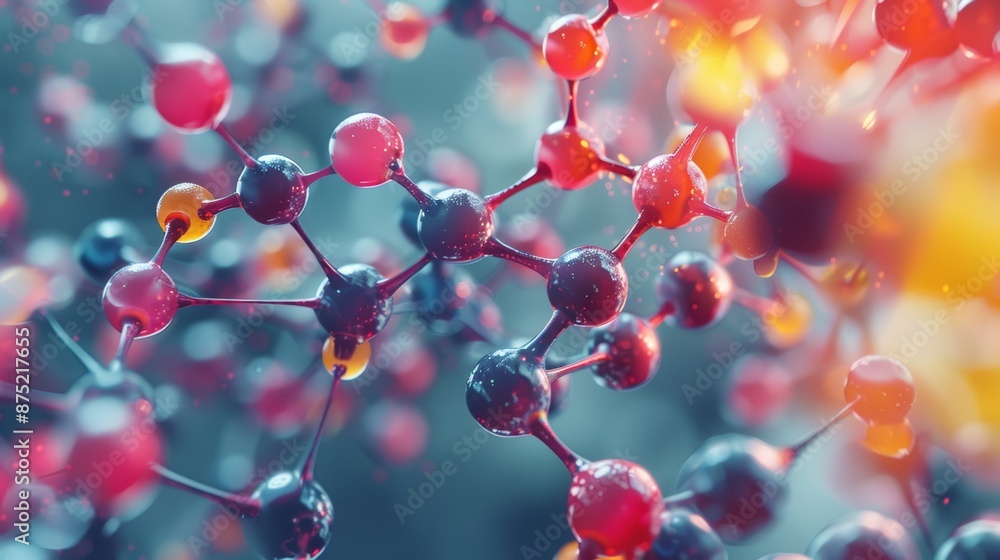 A 3D illustration of a large, complex molecule, highlighting the differences between its organic and inorganic components with distinct colors and textures. A 3D illustration of a large, complex molecule, highlighting the differences between its organic and inorganic components with distinct colors and textures.