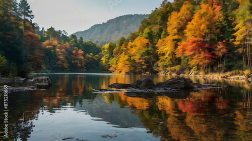 autumn in the mountains, ai generated
