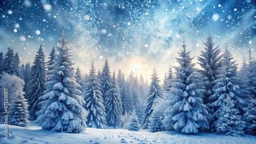 Wallpaper Mural Snowstorm in a dense forest with swirling snowflakes and icy trees, winter, blizzard, snowfall, cold, weather, nature, stormy Torontodigital.ca