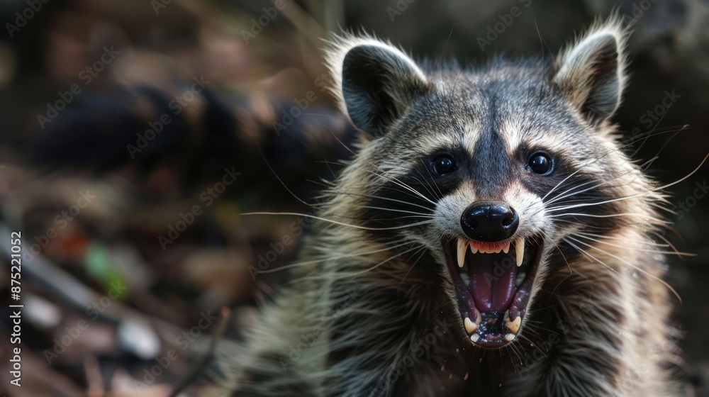Animal rabies.World Rabies Day. raccoon with rabies virus Animal rabies.World Rabies Day. raccoon with rabies virus