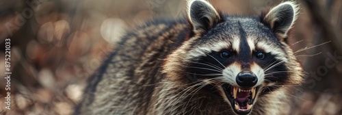 Animal rabies.World Rabies Day. raccoon with rabies virus