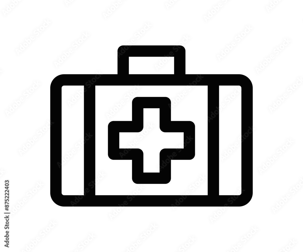 Vector illustration of a first aid kit icon. Ideal for representing health, medical, and emergency concepts. Editable stroke. Vector illustration of a first aid kit icon. Ideal for representing health, medical, and emergency concepts. Editable stroke.