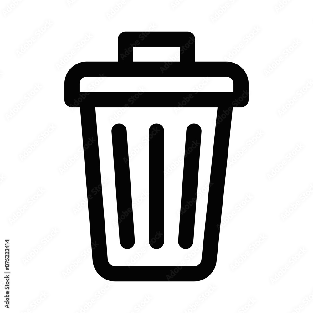 Vector illustration of a trash can icon. Perfect for representing waste, recycling, and garbage disposal concepts. Editable stroke. Vector illustration of a trash can icon. Perfect for representing waste, recycling, and garbage disposal concepts. Editable stroke.