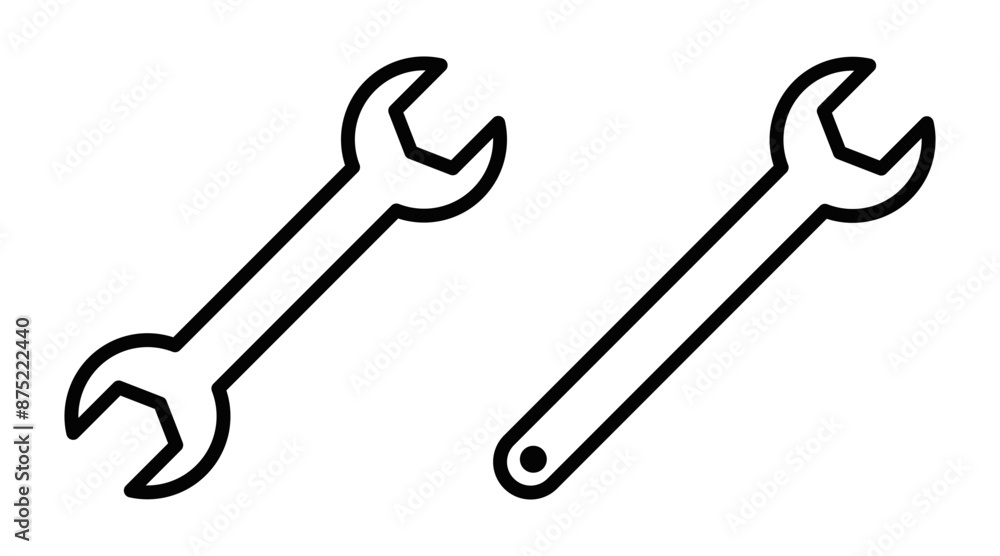 Vector illustration of a wrench icon. Perfect for representing tools, repair, and maintenance concepts. Editable stroke. Vector illustration of a wrench icon. Perfect for representing tools, repair, and maintenance concepts. Editable stroke.