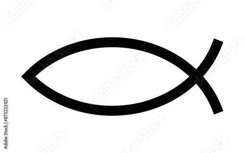 Vector illustration of a Christian fish symbol (Ichthys) icon. Ideal for representing Christianity, faith, and religion concepts. Editable stroke.