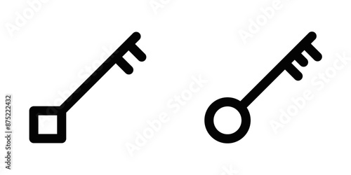 Vector illustration of keys icon in black and white. Perfect for security, access, and home-related designs. Editable stroke.