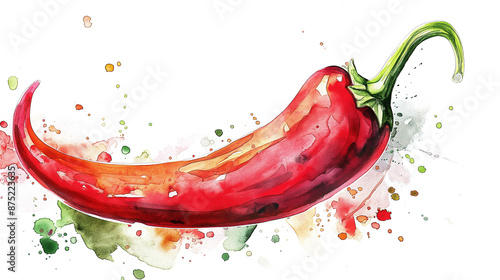 Watercolor Hot Chili Pepper isolated on a transparent background