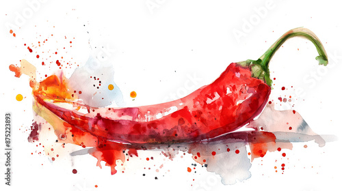 Watercolor Hot Chili Pepper isolated on a transparent background