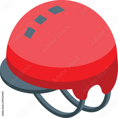 Red climbing helmet ensuring safety during climbing activities, protecting climbers from head injuries
