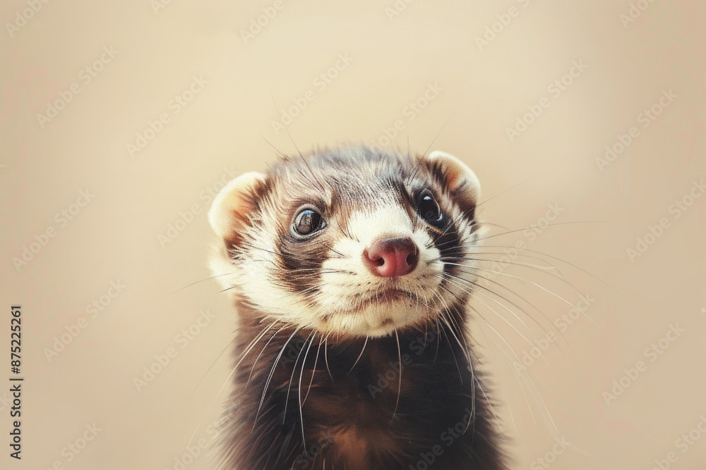 Adorable Ferret Portrait Against Soft Background for Posters and Animal-Lovers Adorable Ferret Portrait Against Soft Background for Posters and Animal-Lovers