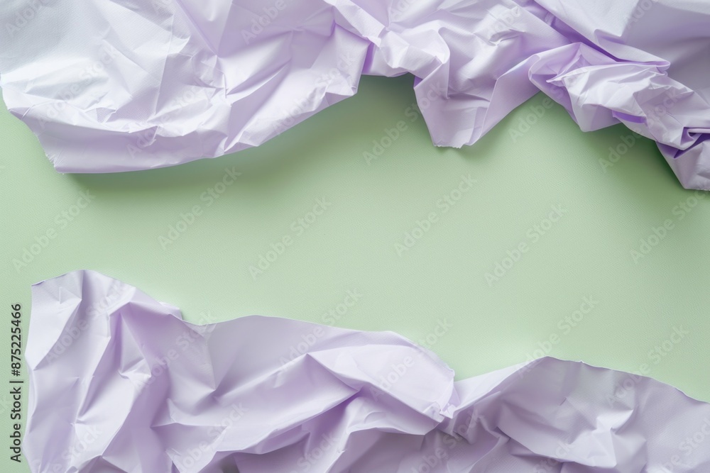 Crumpled Pastel Paper on Light Green Background - Abstract Design for Print, Card, Poster Crumpled Pastel Paper on Light Green Background - Abstract Design for Print, Card, Poster