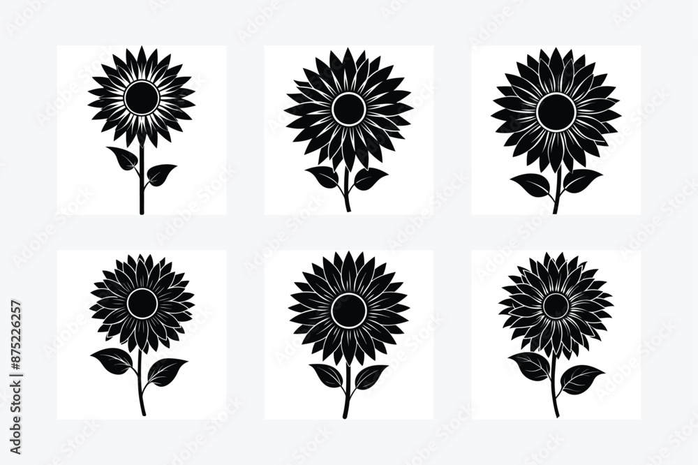 Fototapeta premium Sunflower Silhouette Vector Illustrations Creative Design