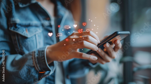 Teenage girl using smartphone for social media engagement 