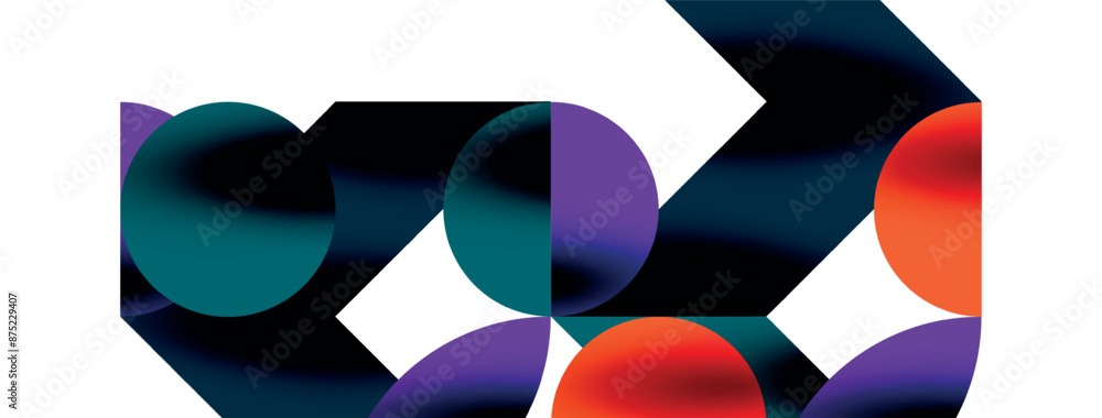 Metal color circles with shadows and other geometric elements composition for wallpaper, banner, background or landing Metal color circles with shadows and other geometric elements composition for wallpaper, banner, background or landing