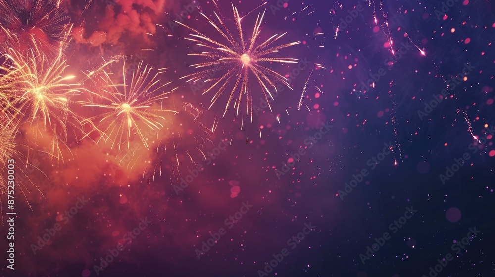 Fototapeta premium Night sky illuminated by stunning fireworks with space for text