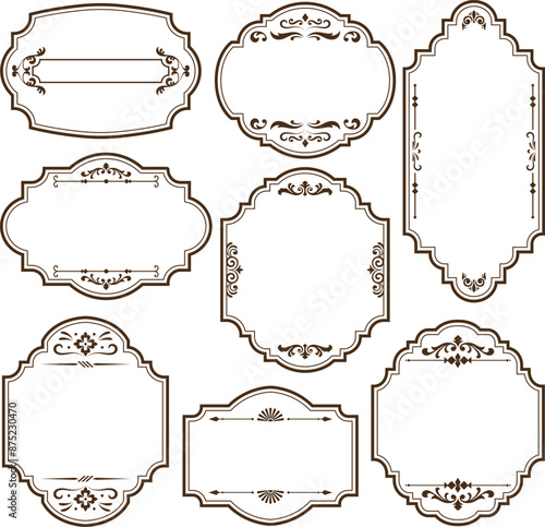 Vintage label design with monograms and frames