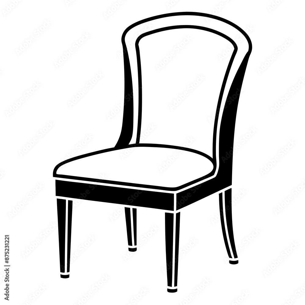 Black and White Illustration of a Simple Chair Black and White Illustration of a Simple Chair