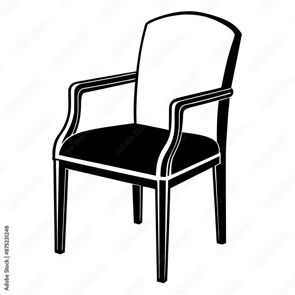 Simple Black and White Illustration of an Armchair Simple Black and White Illustration of an Armchair