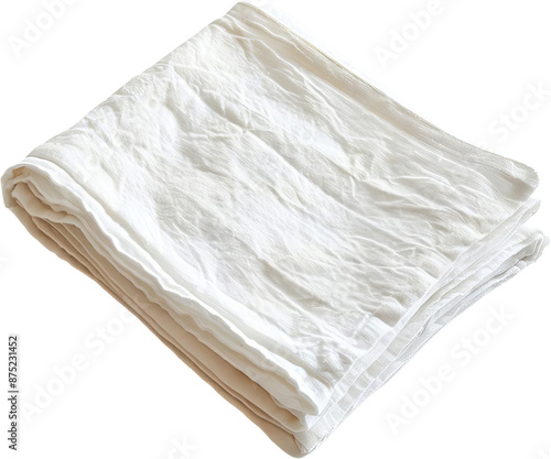 A stack of clean white folded cloth napkins ready for use.