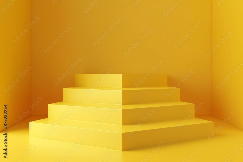 3D yellow cube podium on abstract background 3D yellow cube podium on abstract background