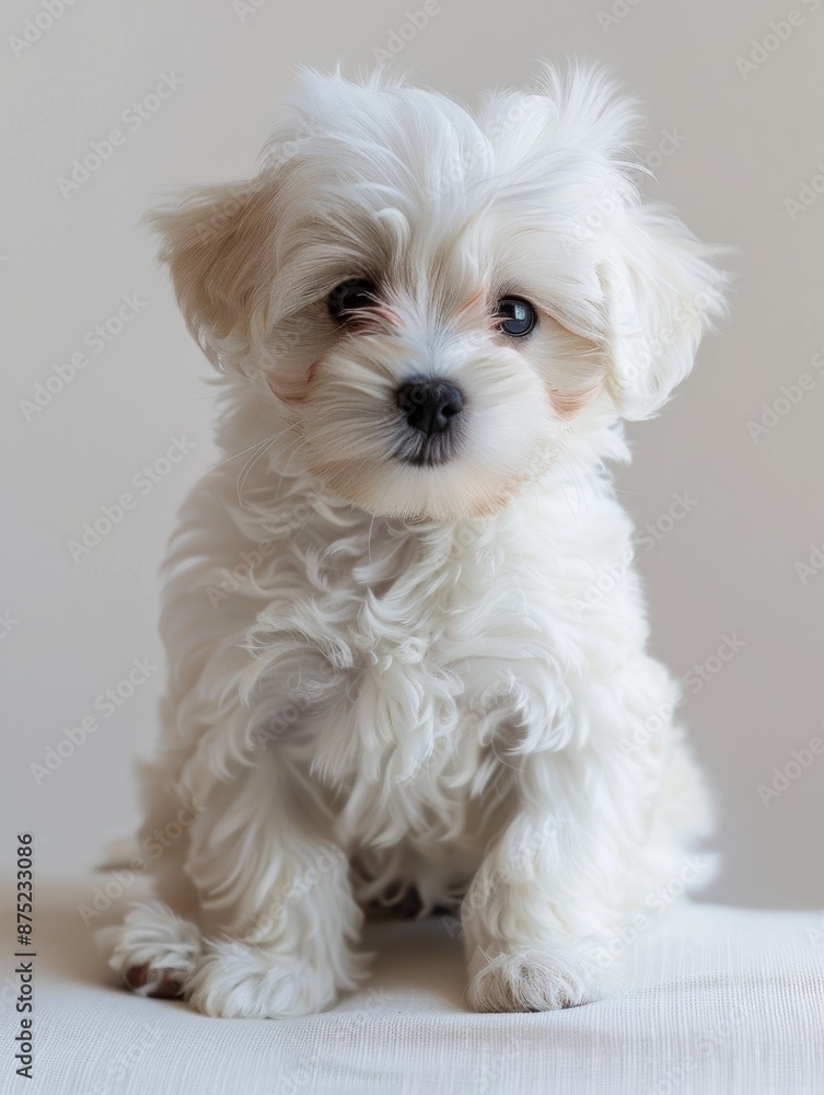 a Bichon Frise puppy with its fluffy, white coat a Bichon Frise puppy with its fluffy, white coat