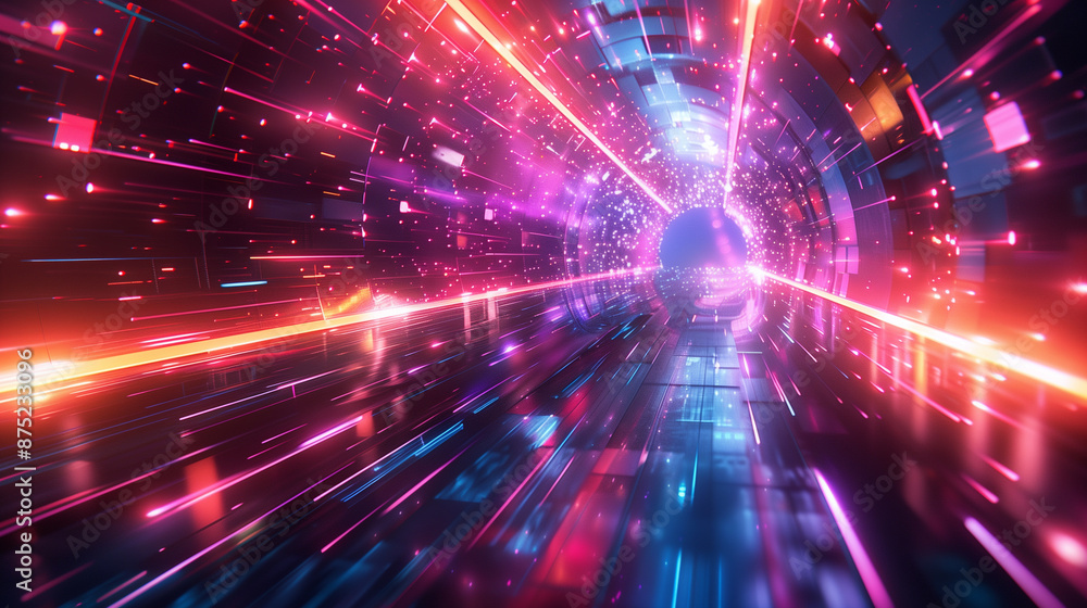 Futuristic abstract background, colorful bright neon rays and glowing lines. AI generative Futuristic abstract background, colorful bright neon rays and glowing lines. AI generative