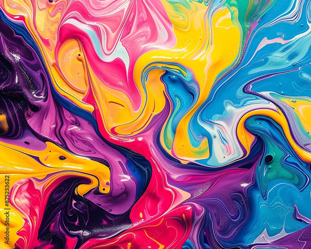 Colorful swirls of liquid paint in various shades, forming intricate patterns on an abstract background, perfect for fabric design. Colorful swirls of liquid paint in various shades, forming intricate patterns on an abstract background, perfect for fabric design.