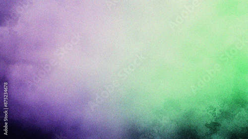 Purple light green abstract background, gradient with grain effect, empty grungy space. A simple background with grainy noise.