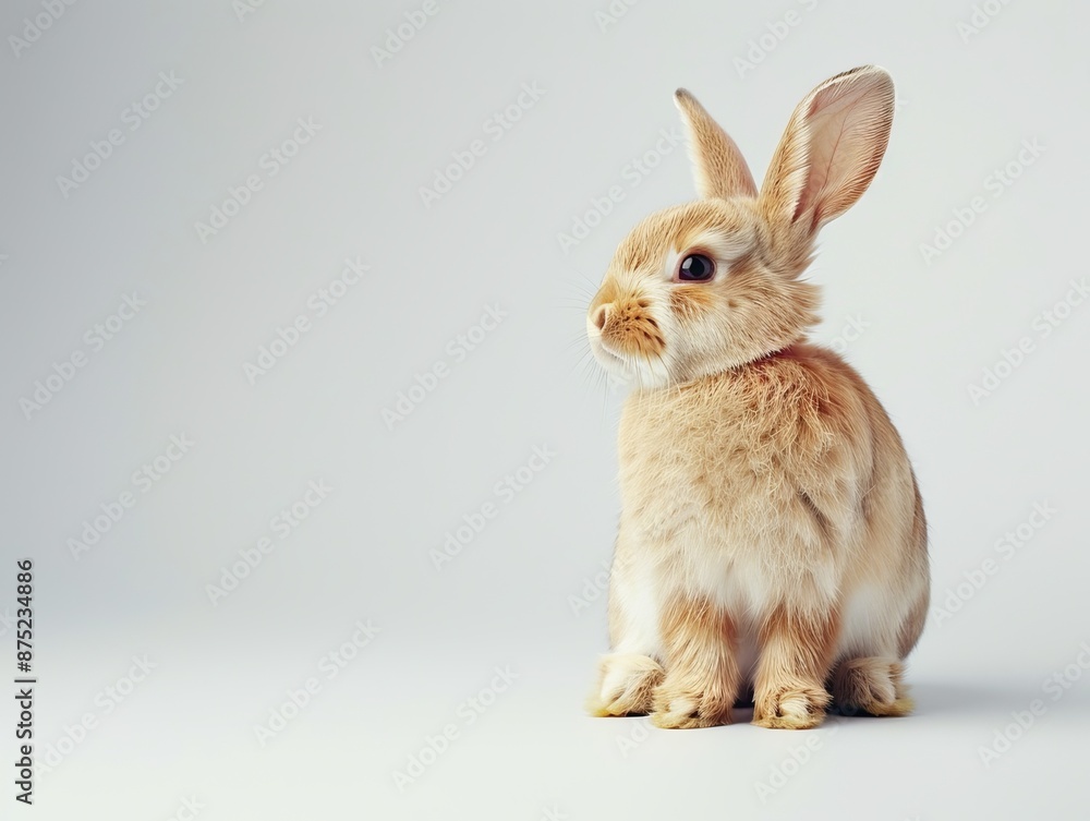 Obraz premium a Flemish Giant rabbit, sitting in an upright pose, on a pure white background