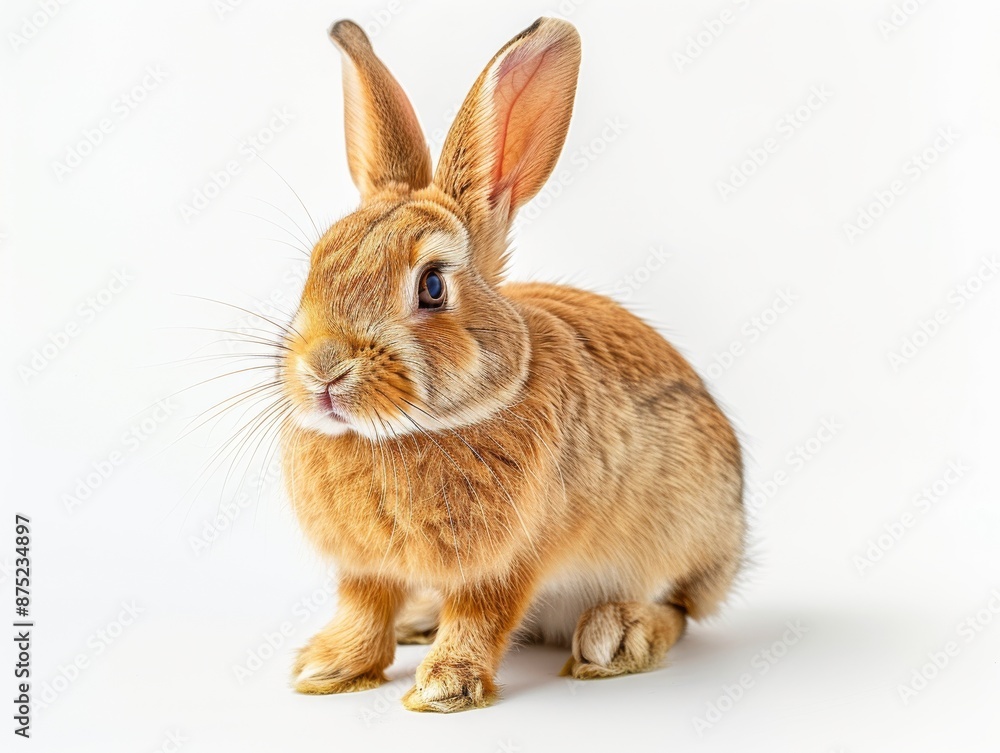 Fototapeta premium a Flemish Giant rabbit, sitting in an upright pose, on a pure white background