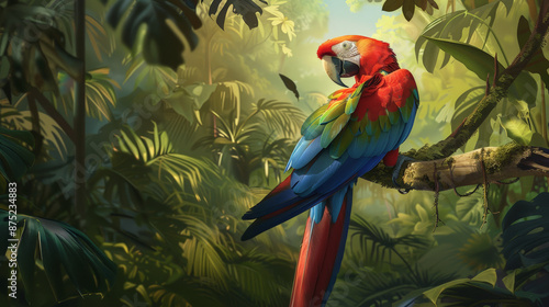 Wallpaper Mural a parrot in a lush tropical jungle Torontodigital.ca