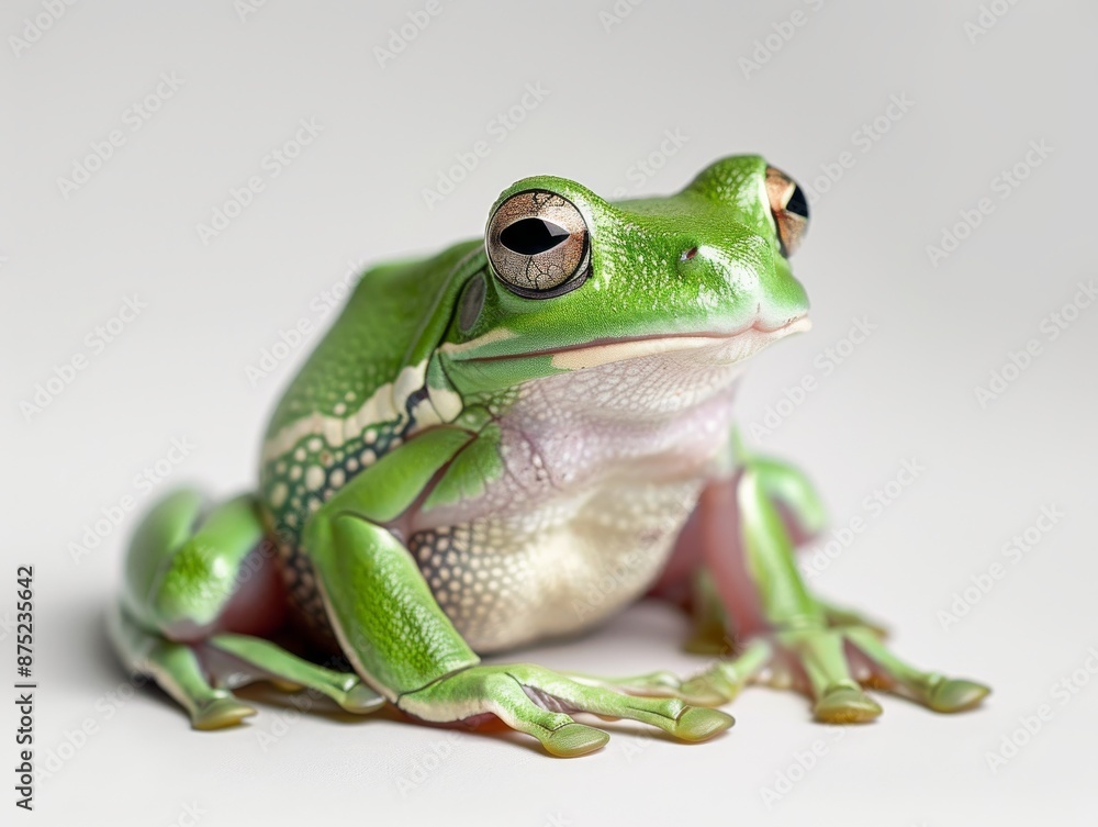 Obraz premium a Green Tree Frog in a sitting pose 