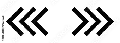 Vector illustration of chevron arrows in black and white. Perfect for navigation, direction, and interface designs. Editable stroke.