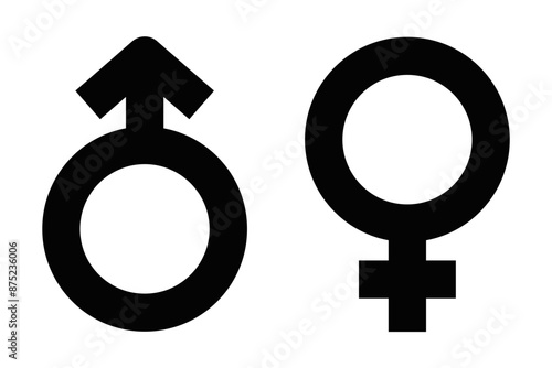 Vector icons of male and female gender symbols in black outline, ideal for gender-related designs. Editable stroke.