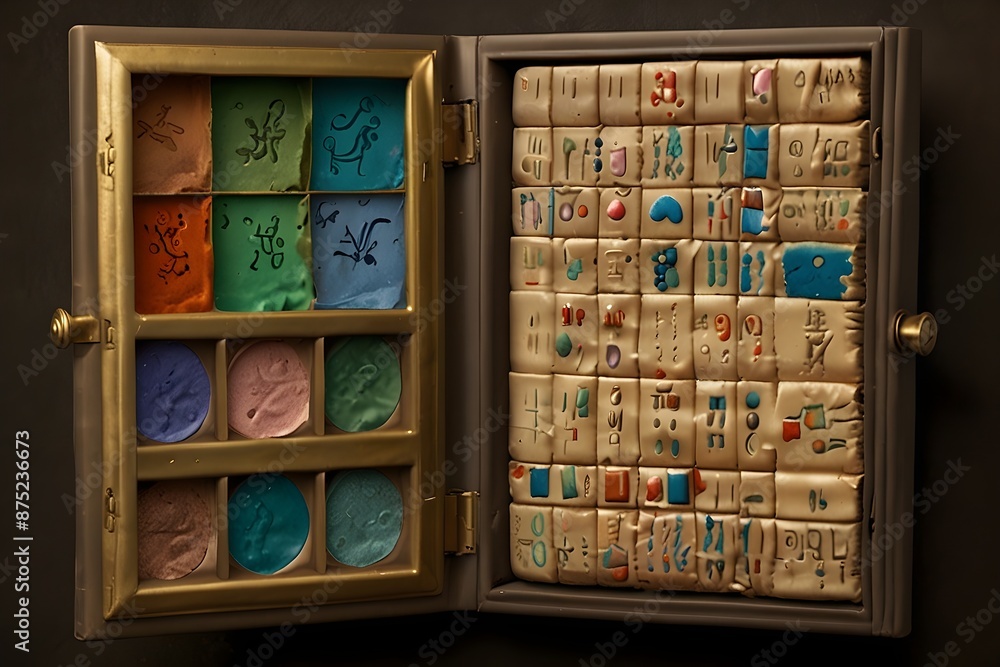 A mystery novel where clues to a hidden treasure map are concealed in the design of an ancient eyeshadow palette discovered in a museum ai_generated A mystery novel where clues to a hidden treasure map are concealed in the design of an ancient eyeshadow palette discovered in a museum ai_generated