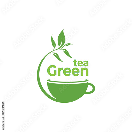 Natural green tea cup for logo design vector