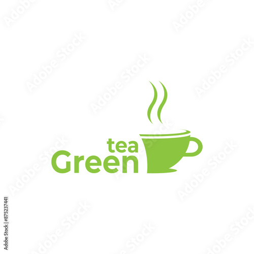 Natural green tea cup for logo design vector