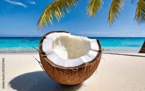 Wallpaper Mural Fresh coconut lies on the sand of a tropical beach Torontodigital.ca