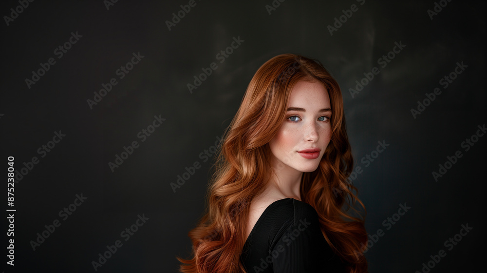 Stunning Hair Color Shades Showcase in Women's Portrait Series on dark grey background Stunning Hair Color Shades Showcase in Women's Portrait Series on dark grey background