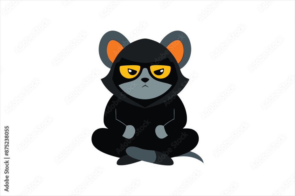 a cool and confident look with a hooded mouse sitting with glasses vector art illustration a cool and confident look with a hooded mouse sitting with glasses vector art illustration
