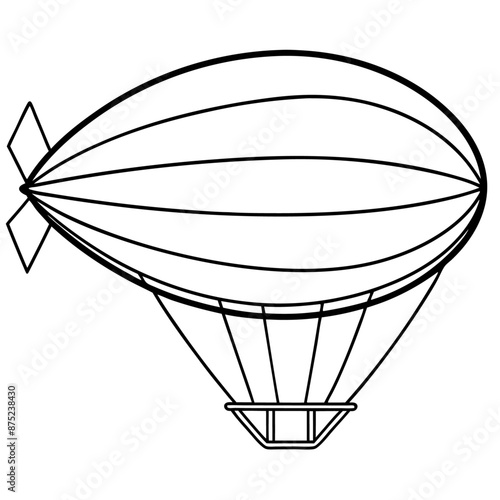 aerostat outline coloring book page line art illustration digital drawing