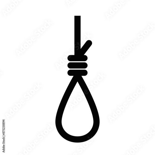 Vector icon of a noose, representing a dark or somber concept. Simple black and white design. Editable stroke.