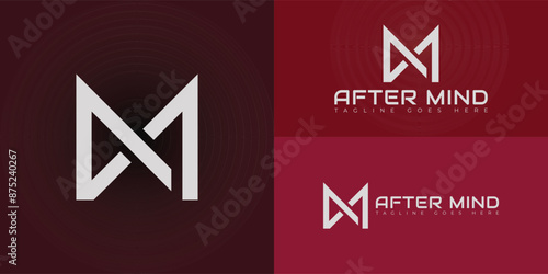 Abstract initial square letter AM or MA logo in white color isolated on multiple background colors. The logo is suitable for clothing brand company logo vector design illustration inspiration template