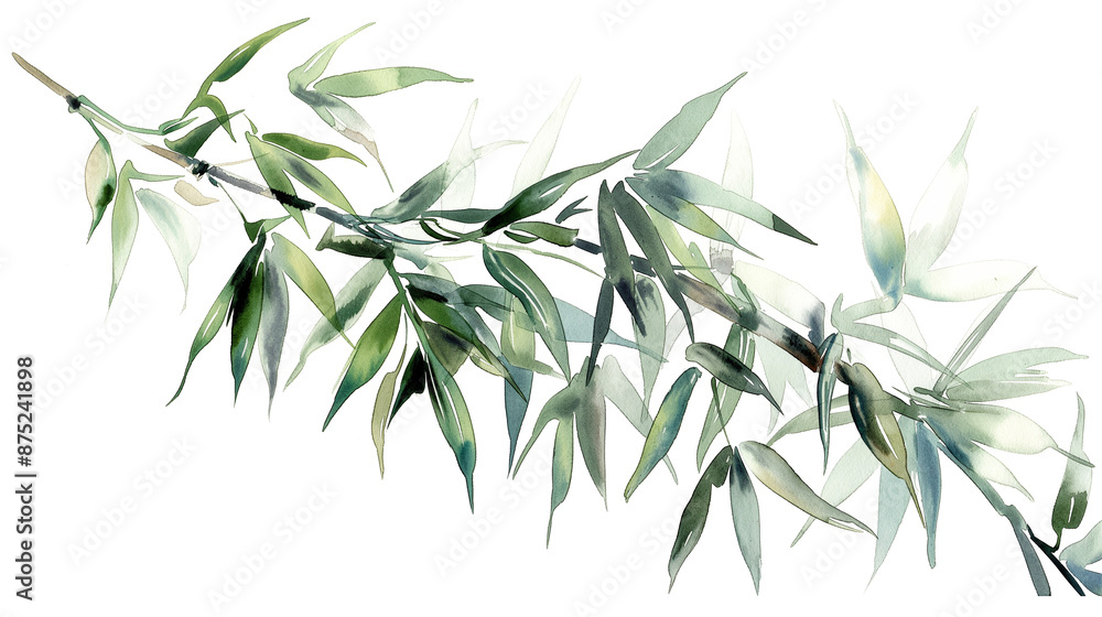 A watercolor painting of bamboo isolated on a transparent background A watercolor painting of bamboo isolated on a transparent background