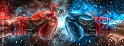Boxing Gloves Clashing with Copy Space - Fight Night Poster, Intense Match, and Competitive Sports