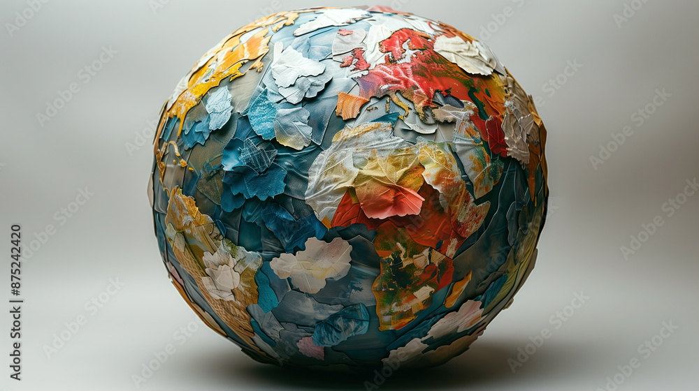 Ultra Realistic Handmade Globe: Textured Paper and Fabric Art Ultra Realistic Handmade Globe: Textured Paper and Fabric Art