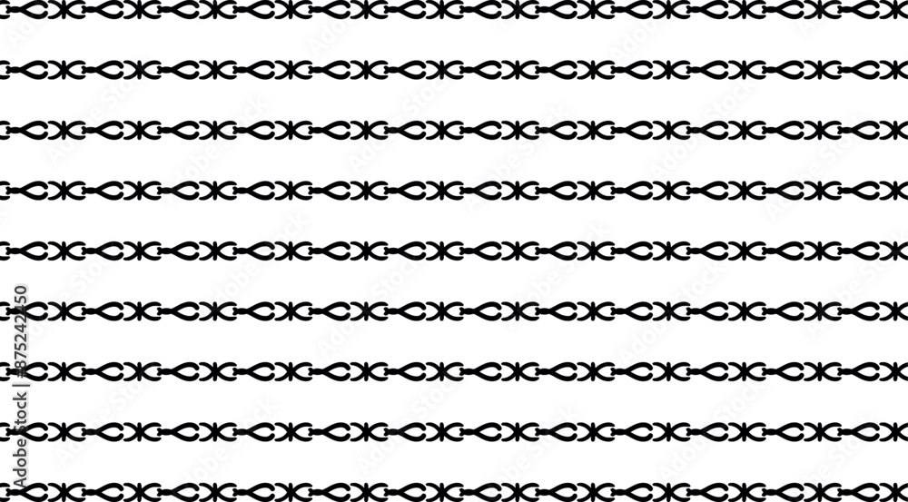An unusually shaped chain in the form of horizontal rows. An unusually shaped chain in the form of horizontal rows.